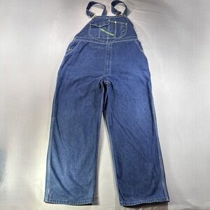 KEY Imperial Mens Denim Overalls 42x30 Blue Cotton Workwear Bibs Vintage Style